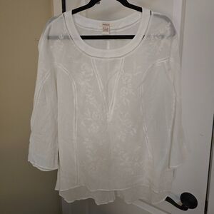 Sundance White Boho Embroidered Cotton Tunic Sz Large